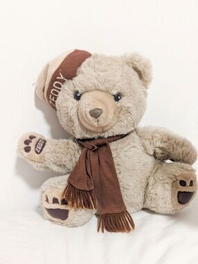 Vintage Brown Plush Teddy Bear Zeddy (Zellers) with Scarf - Soft Kids Toy